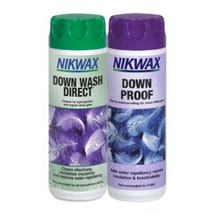 Набір для прання пухового спорядження Nikwax Down Wash Direct/Down Proof 300ml green/violet
