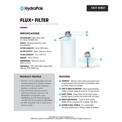 М'яка пляшка з вбудованим фільтром HydraPak Flux+ 1.5L Filter Kit Clear