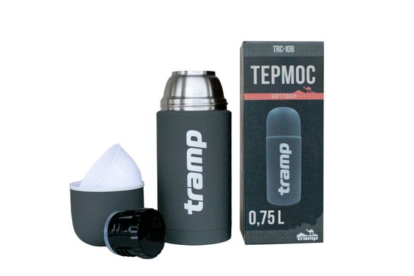 Термос TRAMP Soft Touch 0,75 л, сірий