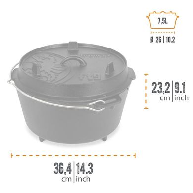 Казан-жарівня чавунна Petromax Dutch Oven ft9 на ніжках 7,5 л